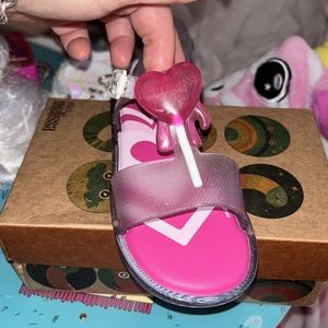 Mini Melissa pink floral heart sandals girls size 12